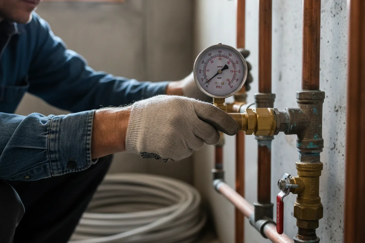 Pressure testing a repaired line during Water Line Repair in Erwin